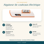 Charger l'image dans la galerie, Aiguiseur de couteaux électrique – les avantages : 3 fentes d'affûtage, sans fil rechargeable USB, couteaux et ciseaux
